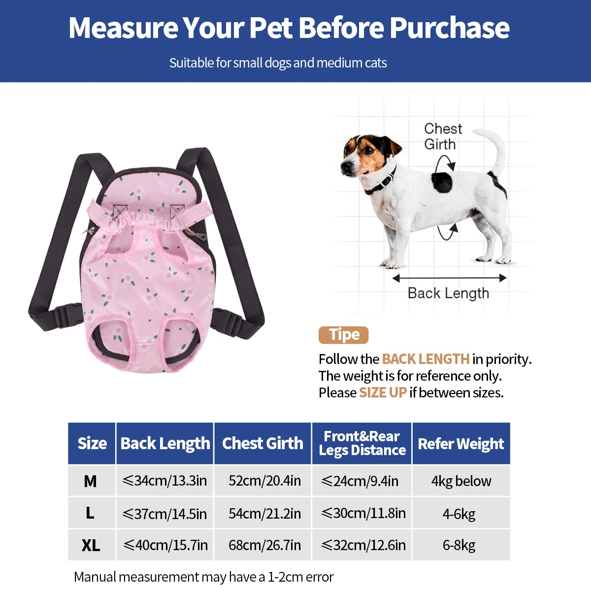 Backpack Adjustable Front Travel Bag