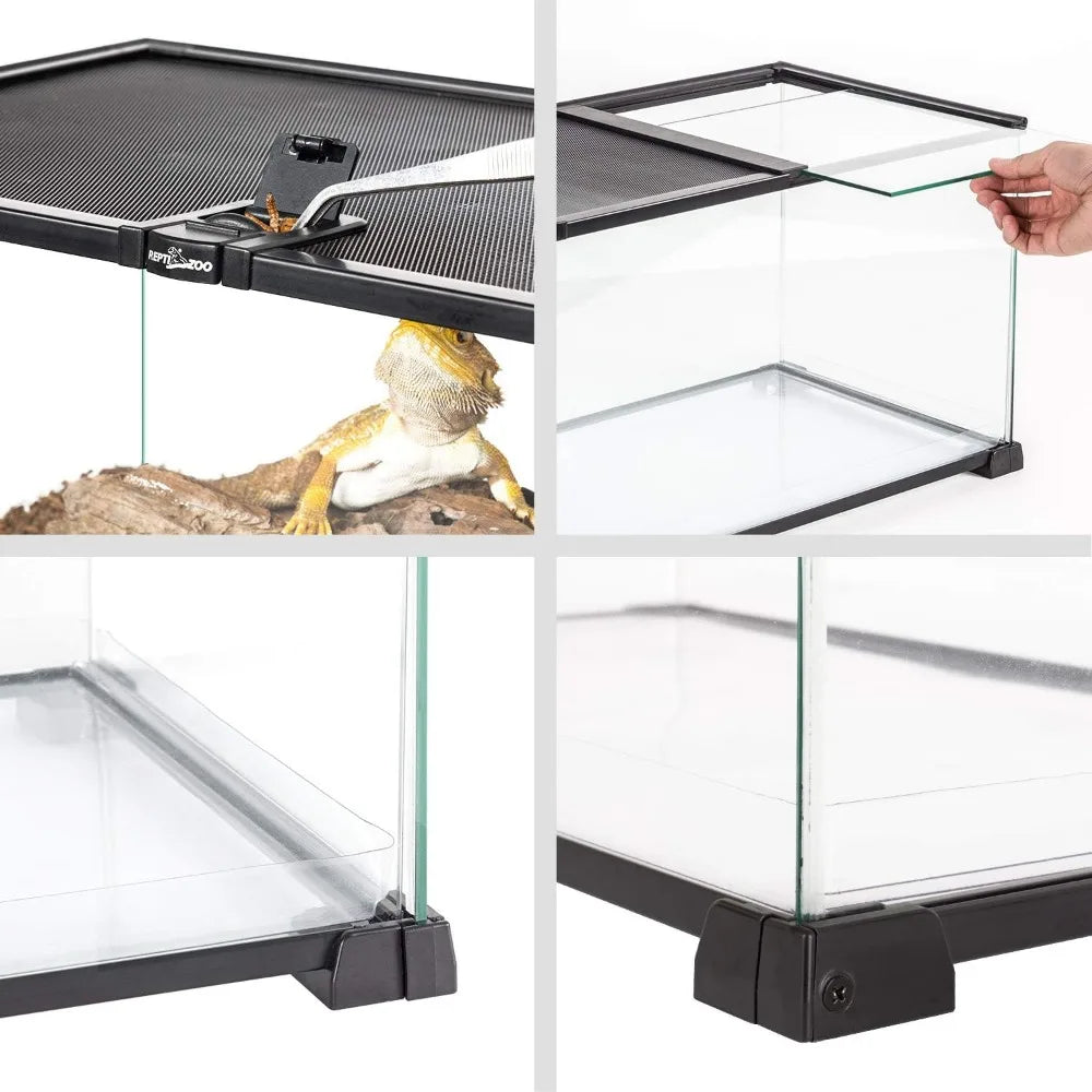 20 Gallon Easy Clean Tank Dual Top Sliding Top Cover Small Animals