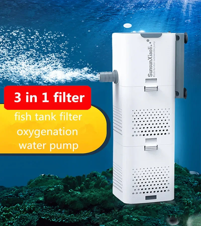 SUNSUN 3 in 1 Filter Aquarium Oxygen Submersible Water Purifier