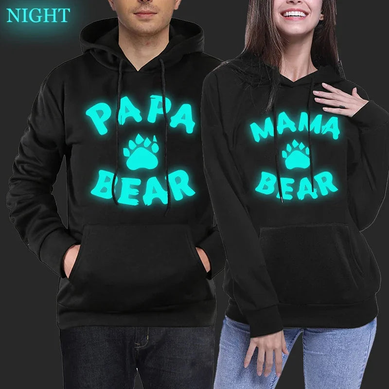 Papa Bear Mama Bear Print Couple Sweatshirts Men Women
