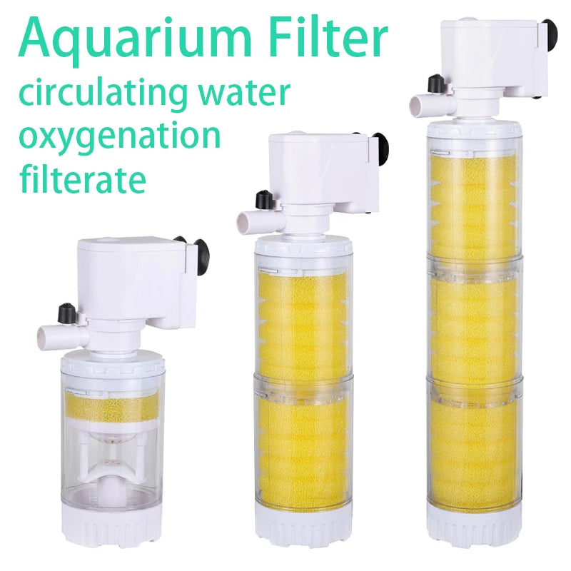 220V 3 in 1 Aquarium Multifunction Filter Pump Oxygen 4 Layers Filter Aquarium Internal Filter Material Air Pump