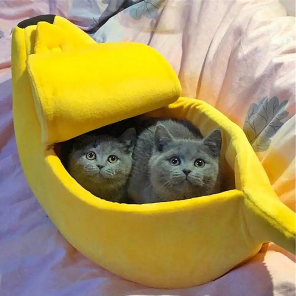 Cozy Banana-shaped Pet Nest Cats Dogs Warm