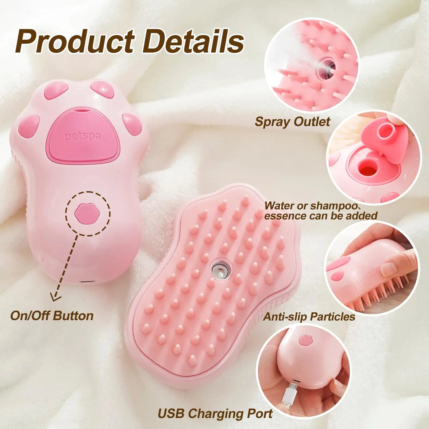 3 in 1 Pet Brush Electric Spray