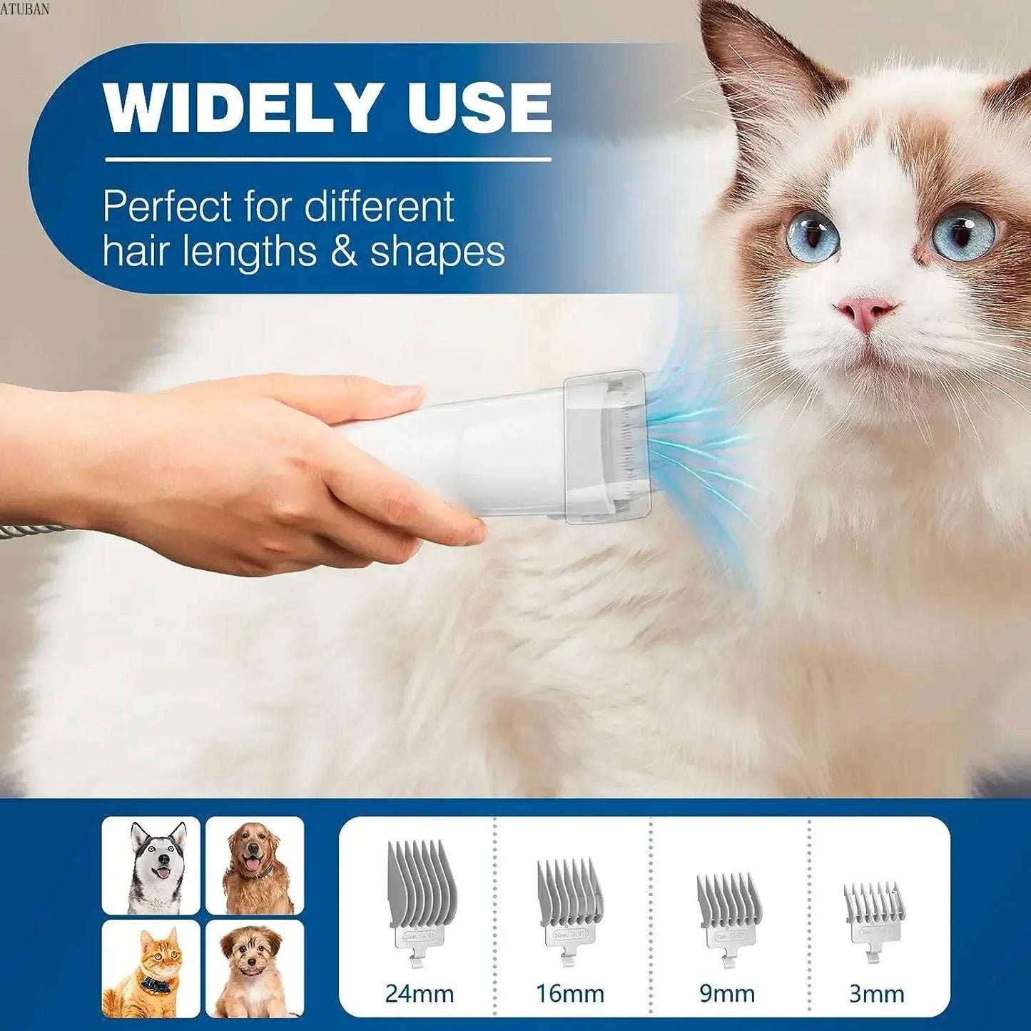 Pet Grooming Kit with 2.3L Capacity Larger Pet Hair Dust Cup Dog Brush Vacuum