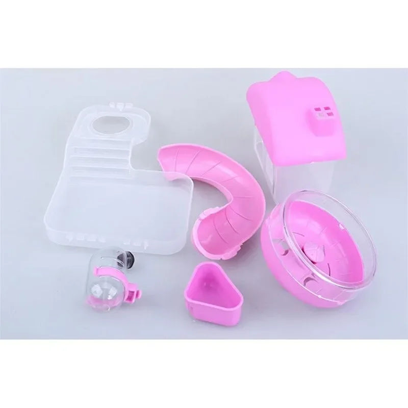 Wire Cage With Feeding Bowl Running Roller Skating Toy Small Castle