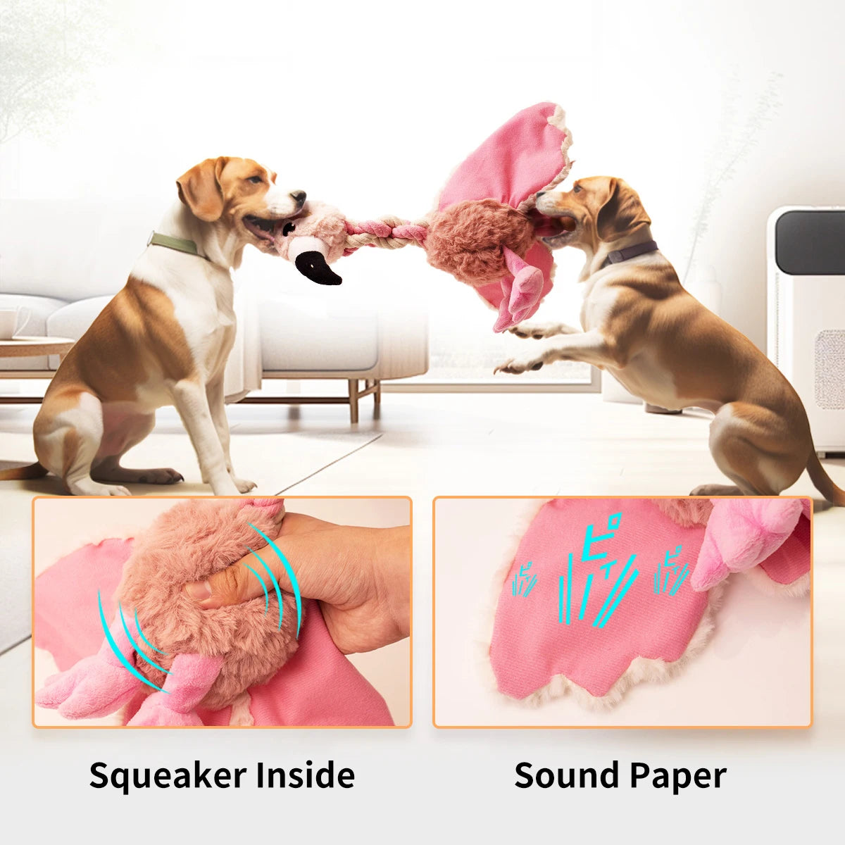 Plush Durable Rope Chew Resistance Soft Fabric with Crinkle Paper