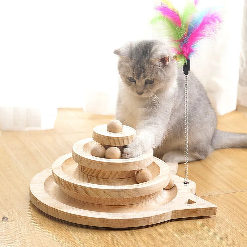 Wooden 2/3 Levels Tower Tracks Disc ball