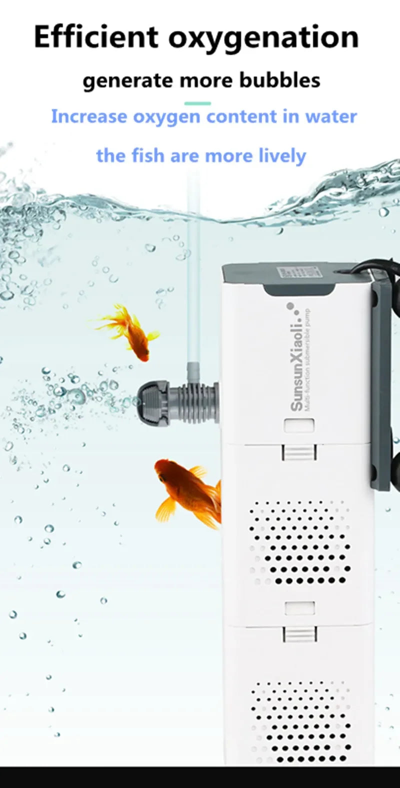 SUNSUN 3 in 1 Filter Aquarium Oxygen Submersible Water Purifier