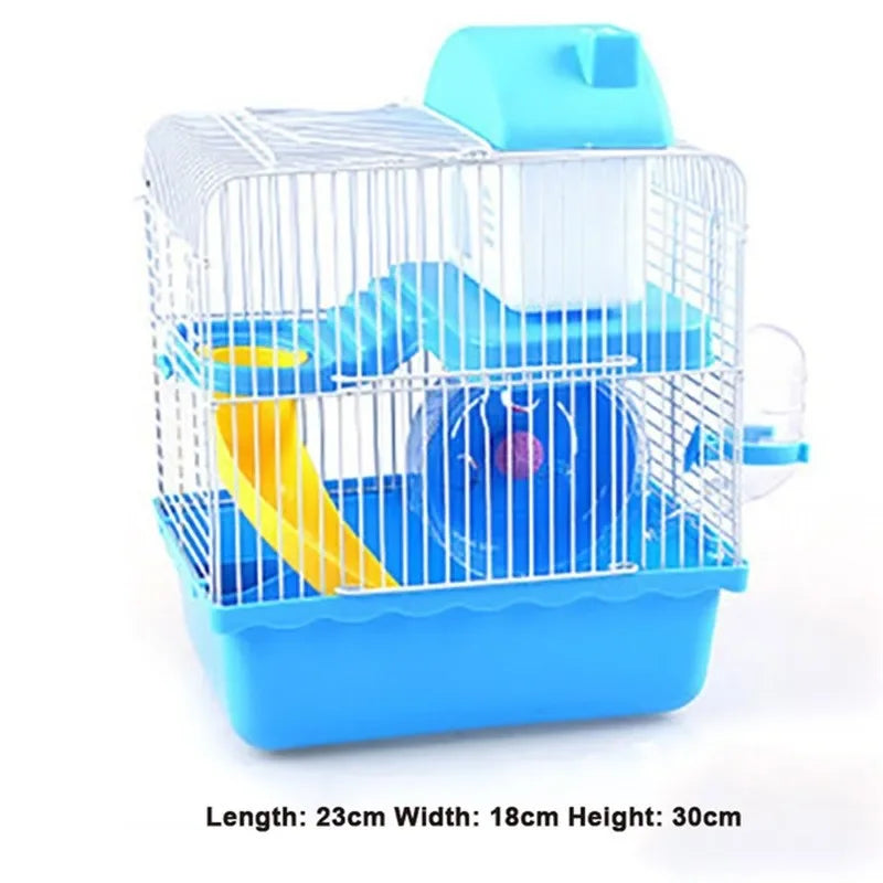 Wire Cage With Feeding Bowl Running Roller Skating Toy Small Castle