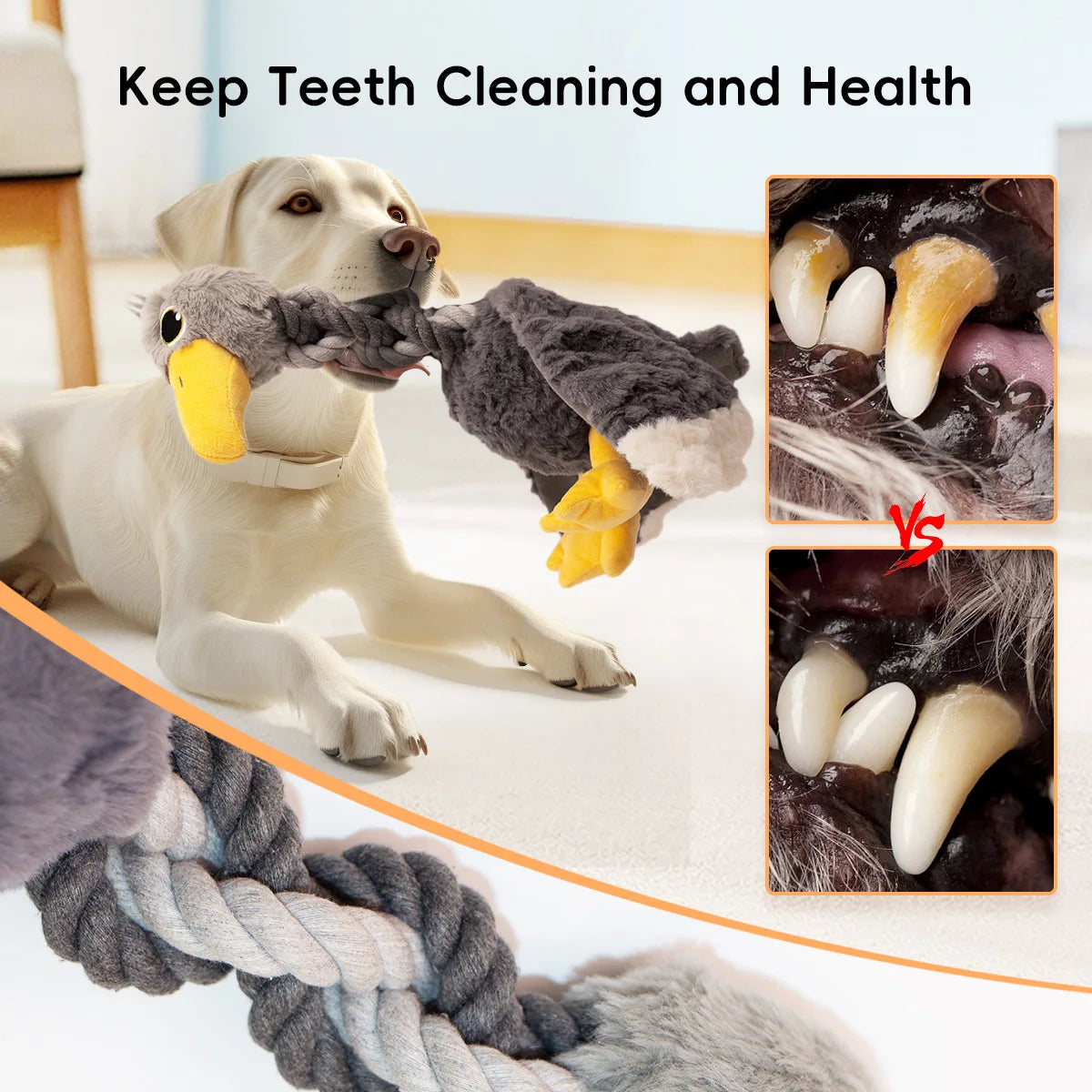 Plush Durable Rope Chew Resistance Soft Fabric with Crinkle Paper