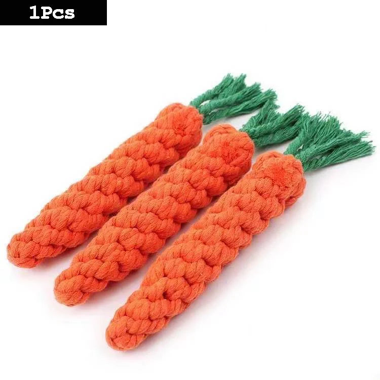 1PC Dog Toy Carrot Knot Rope Ball Cotton Rope Dumbbell Durable Braided Bite Resistant Pet Supplies