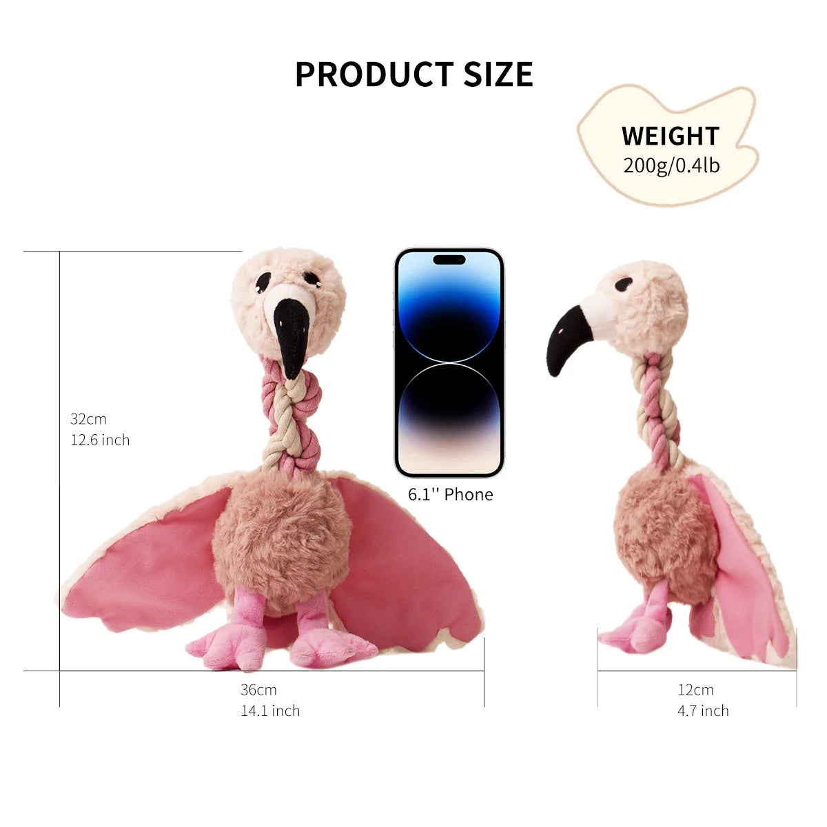 Plush Durable Rope Chew Resistance Soft Fabric with Crinkle Paper