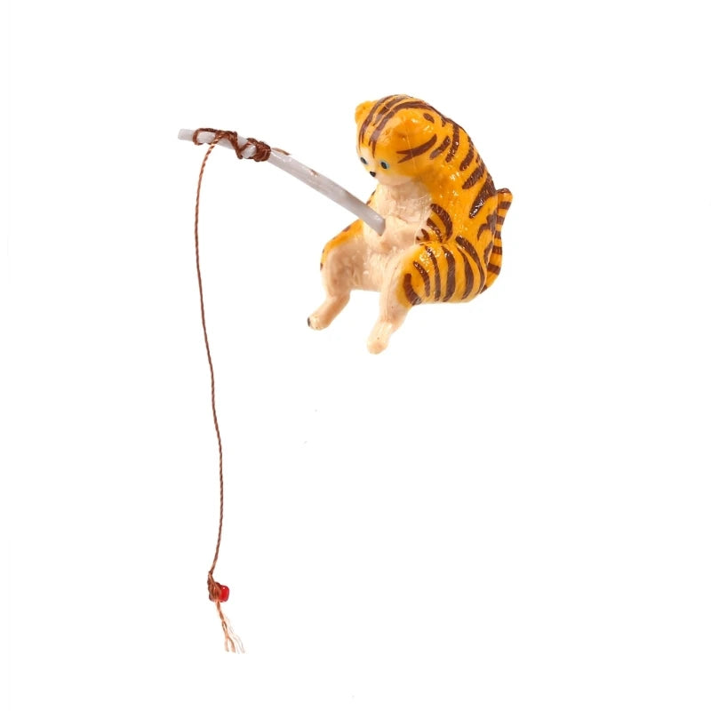 Mini Aquarium Fishing Cat Ornament Small Cartoon