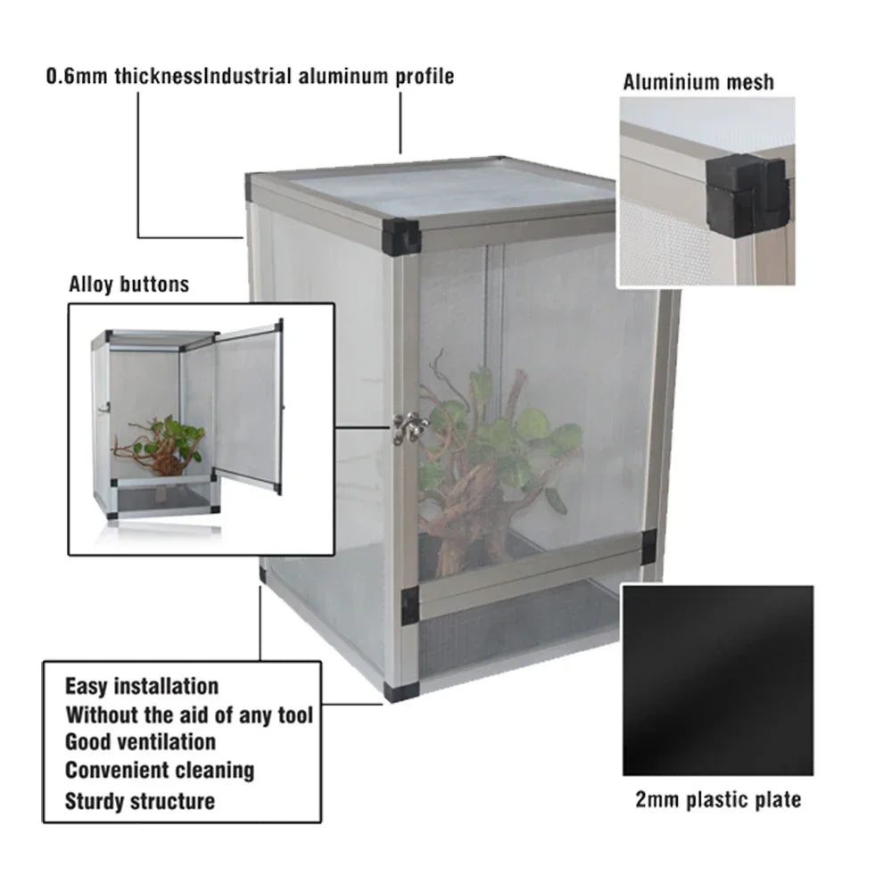 Terrarium Transparent Aluminium Cage Front Opening Door