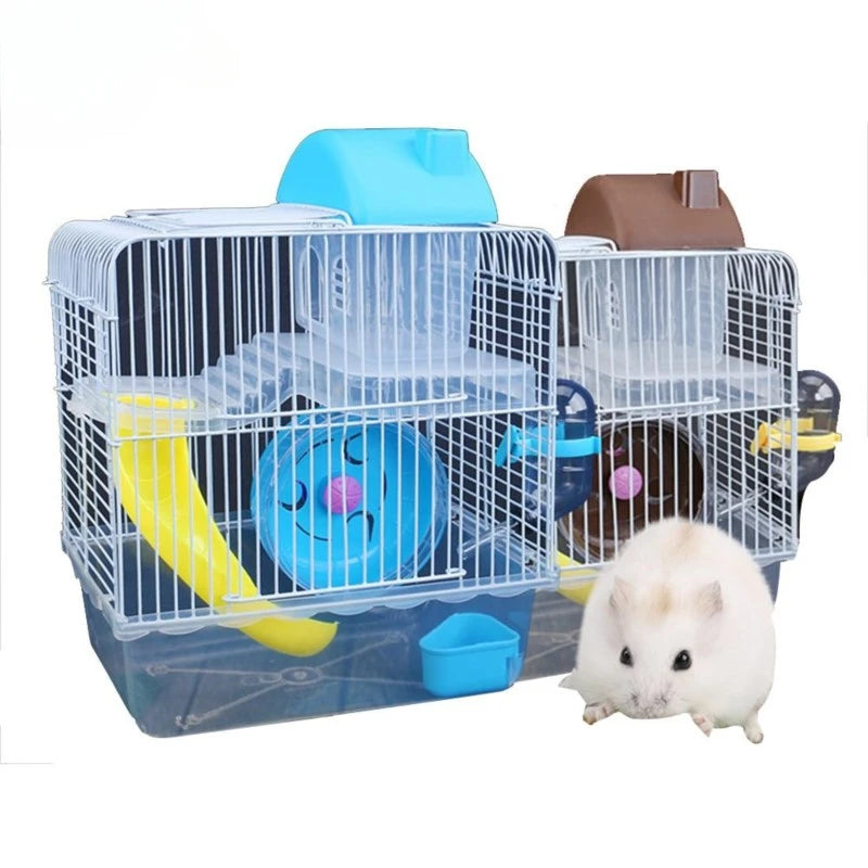 Wire Cage With Feeding Bowl Running Roller Skating Toy Small Castle