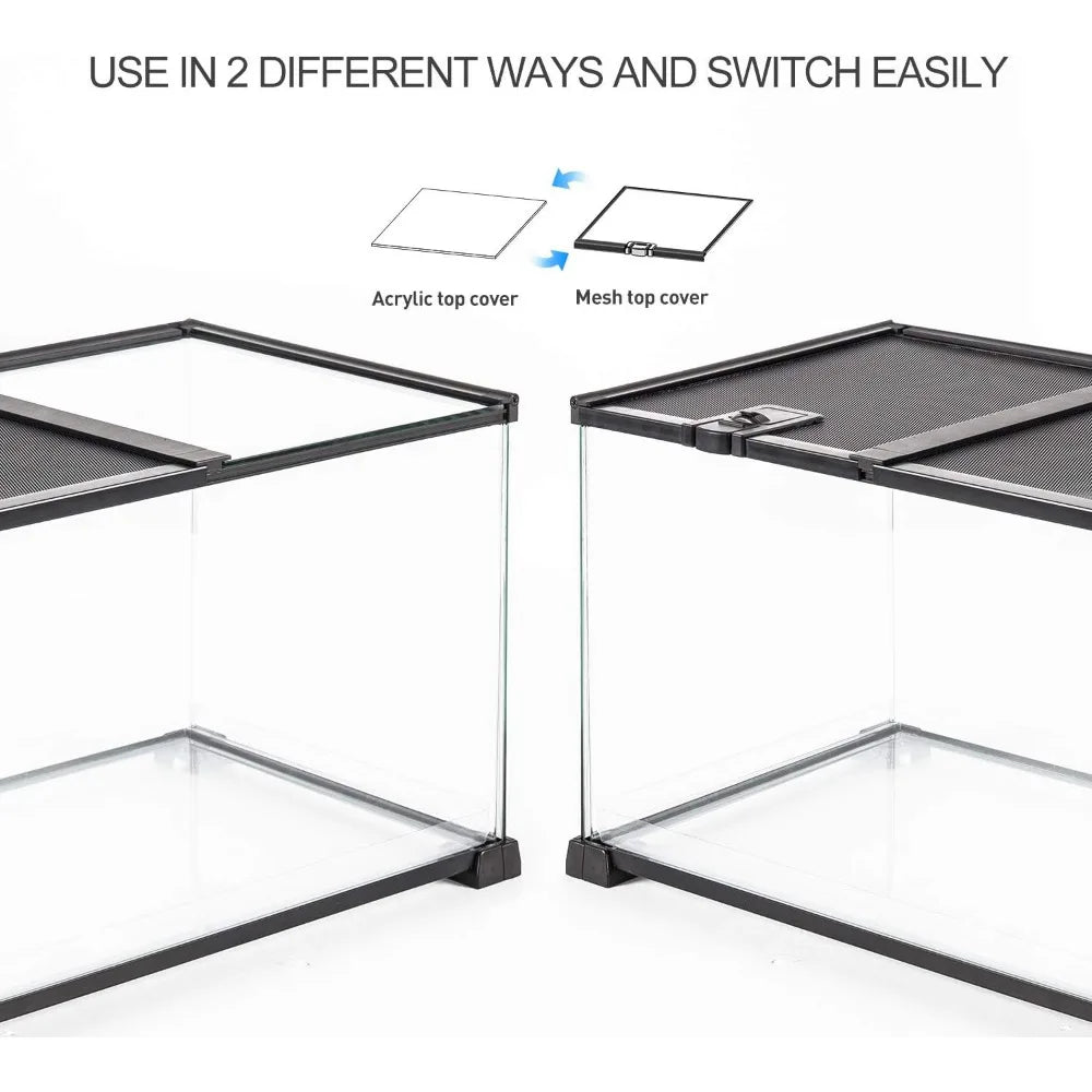 20 Gallon Easy Clean Tank Dual Top Sliding Top Cover Small Animals