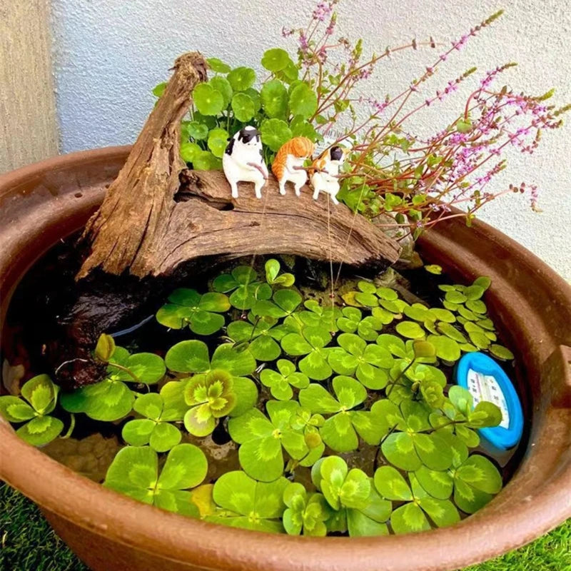 Mini Aquarium Fishing Cat Ornament Small Cartoon