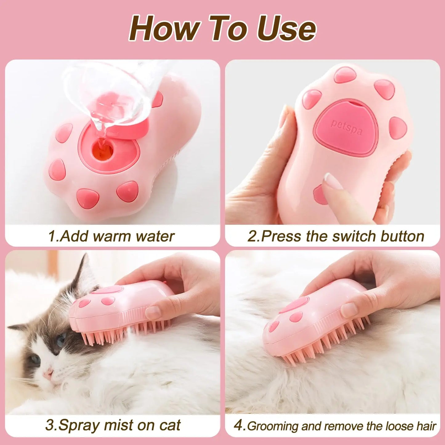 3 in 1 Pet Brush Electric Spray