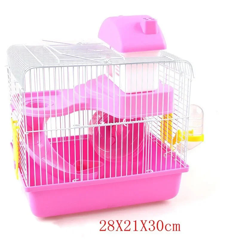 Wire Cage With Feeding Bowl Running Roller Skating Toy Small Castle