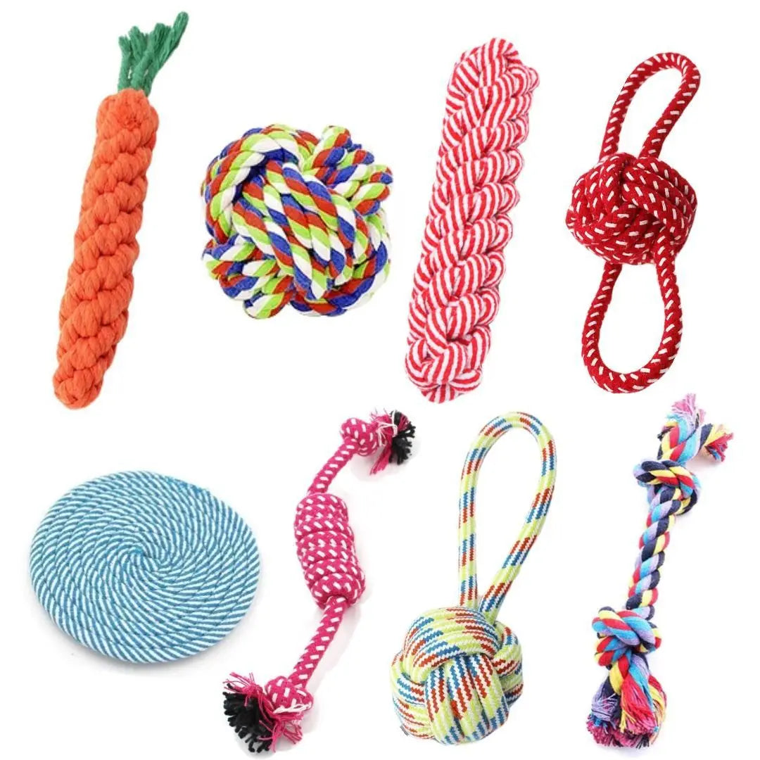 1PC Dog Toy Carrot Knot Rope Ball Cotton Rope Dumbbell Durable Braided Bite Resistant Pet Supplies