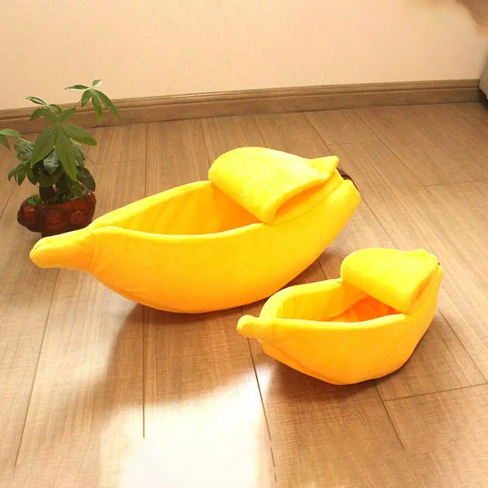 Cozy Banana-shaped Pet Nest Cats Dogs Warm