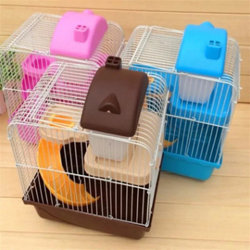 Wire Cage With Feeding Bowl Running Roller Skating Toy Small Castle