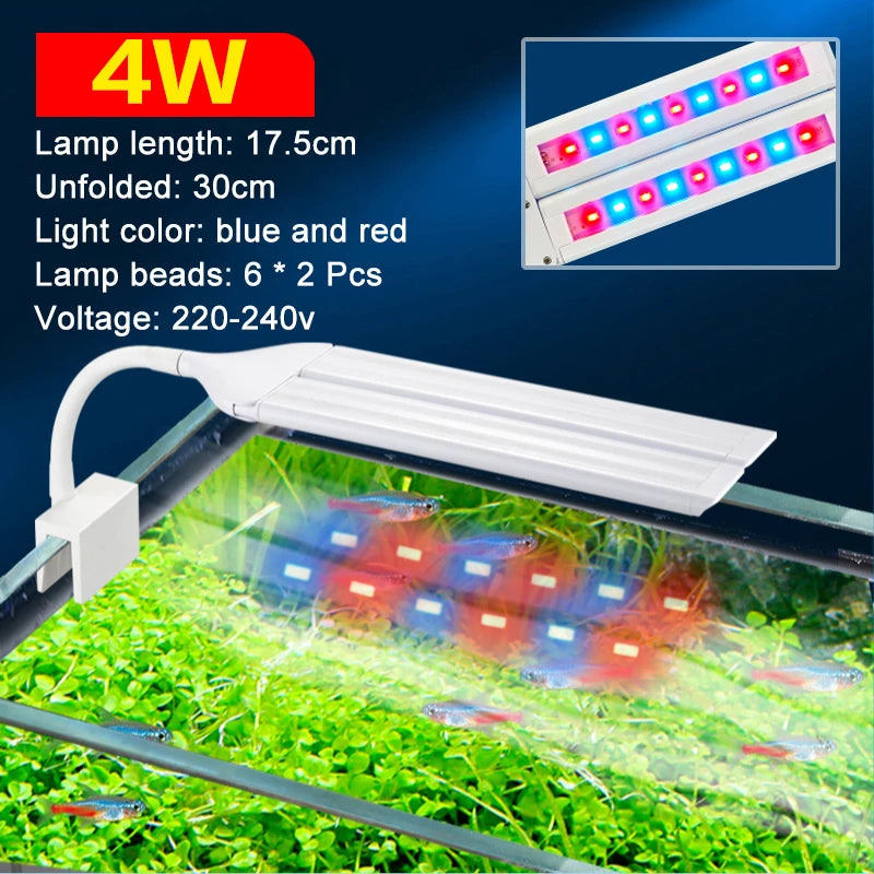 LED Aquatic Plant Grow Full Spectrum Timing Lamp 220-240V 30~70CM 4W 8W 13W