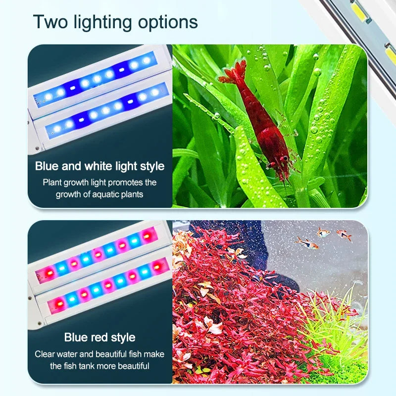 LED Aquatic Plant Grow Full Spectrum Timing Lamp 220-240V 30~70CM 4W 8W 13W