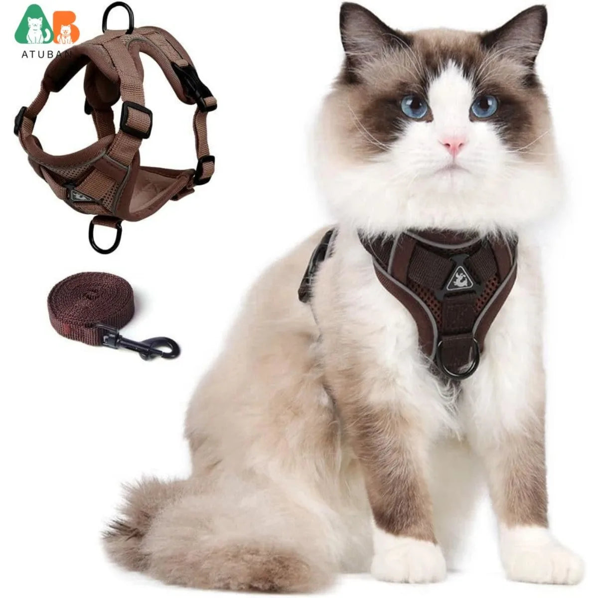 Adjustable Cat Vest Harness Reflective Trim