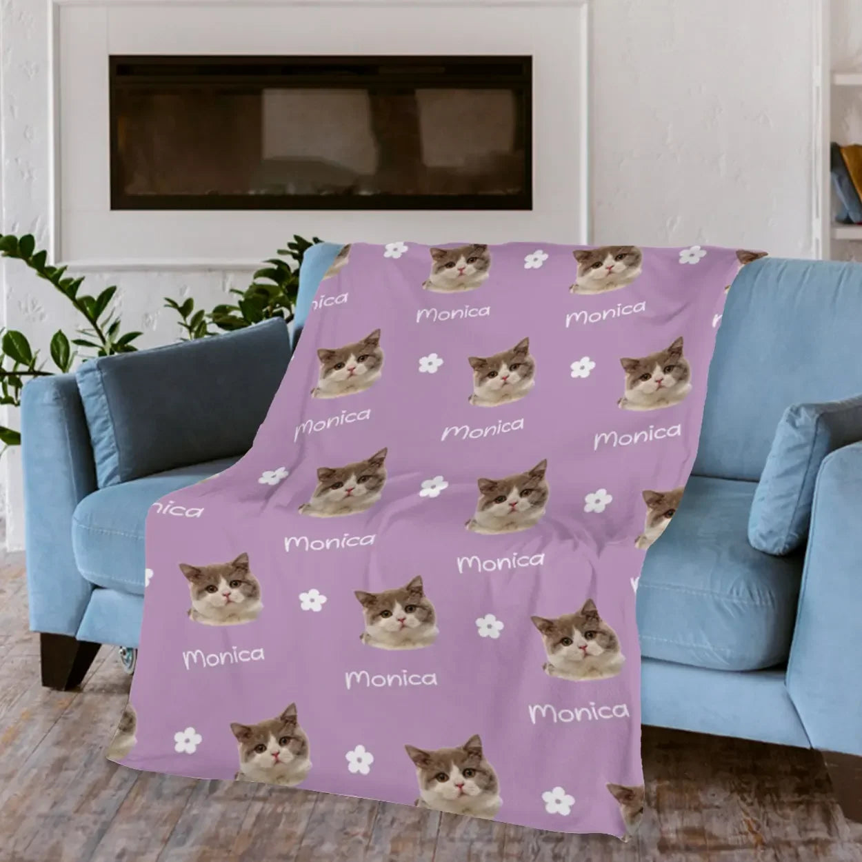 Custom Pet Photo Blanket With Name