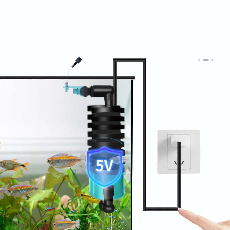 Qanvee USB Fish Tank Filter Foam Aquarium